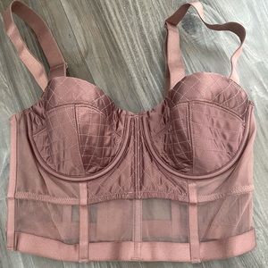 Mauve bustier bra corset sheer sexy 80s